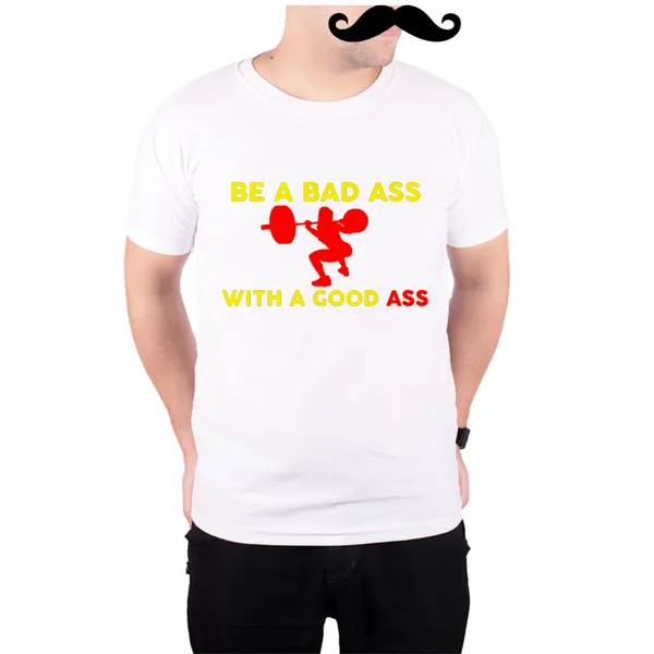 White_Bad_Ass_With_Good_Ass_Red_And_Yellow__Quick-Dri_T-Shirt_For_Men
