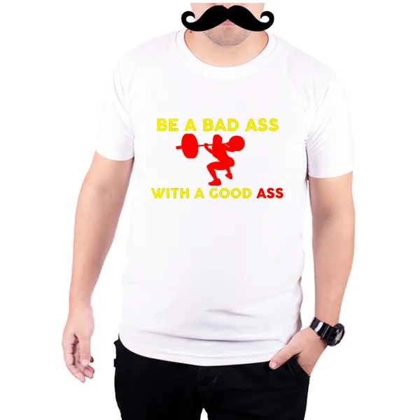 White_Bad_Ass_With_Good_Ass_Red_And_Yellow__Quick-Dri_T-Shirt_For_Men