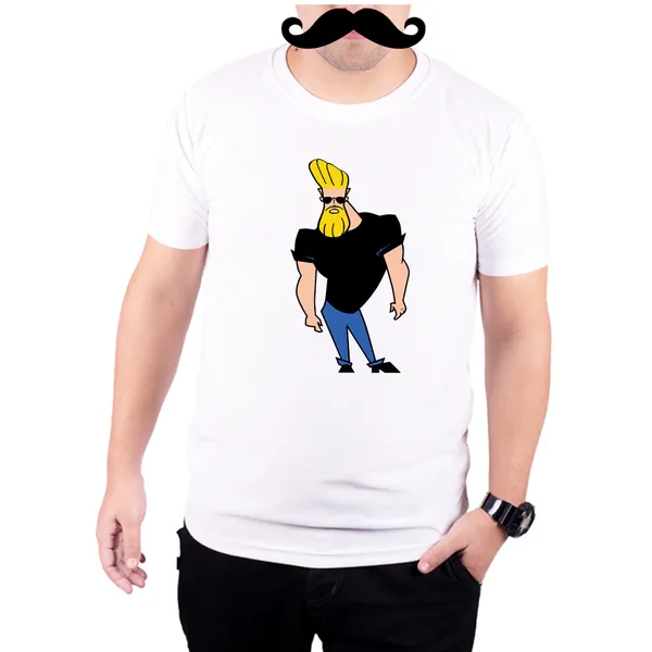 White_Johnny_Beardy_Bravo_160_GSM_Quick-Dri_T-Shirt_For_Men