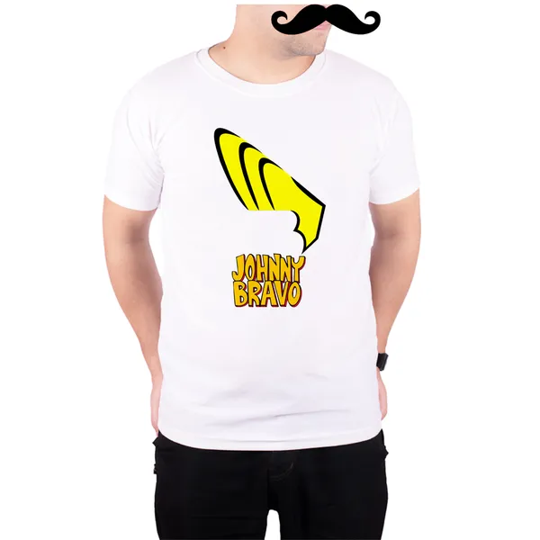 White_Johnny_Bravo_Hair__Quick-Dri_T-Shirt_For_Men