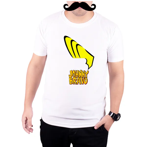 White_Johnny_Bravo_Hair__Quick-Dri_T-Shirt_For_Men