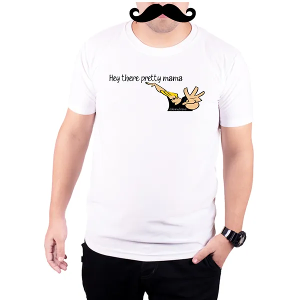 White_Johnny_Bravo_Hey_There_Pretty_Mama_160_GSM_Quick-Dri_T-Shirt_For_Men
