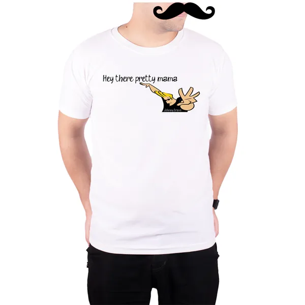 White_Johnny_Bravo_Hey_There_Pretty_Mama_160_GSM_Quick-Dri_T-Shirt_For_Men