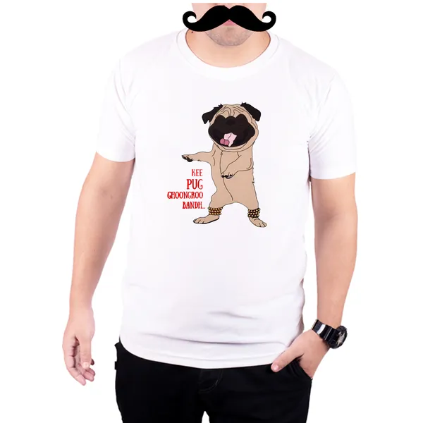 White_Kee_Pug_Ghoongroo_Bandh__Quick-Dri_T-Shirt_For_Men