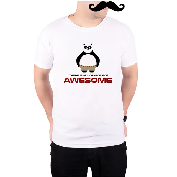 White_Kung_Fu_Panda_There_Is_No_Charge_For_Awesome_160_GSM_Quick-Dri_T-Shirt_For_Men