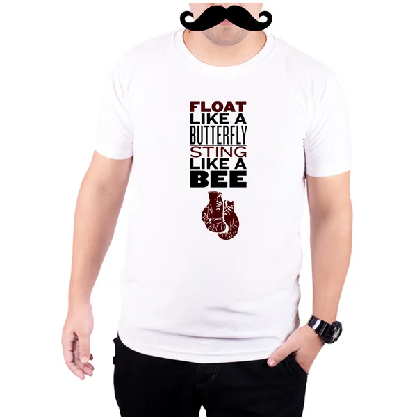 White_Md_Ali_Float_Like_A_Butterfly_Sting_Like_A_Bee_160_GSM_Quick-Dri_T-Shirt_For_Men