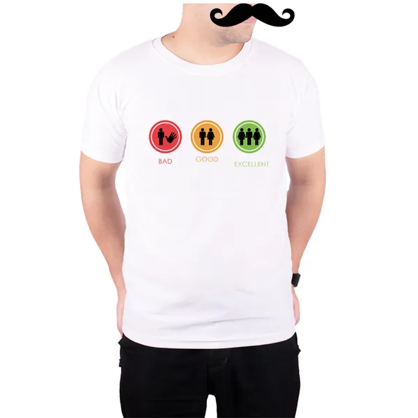 White_Bad_Good_Excellent__Quick-Dri_T-Shirt_For_Men