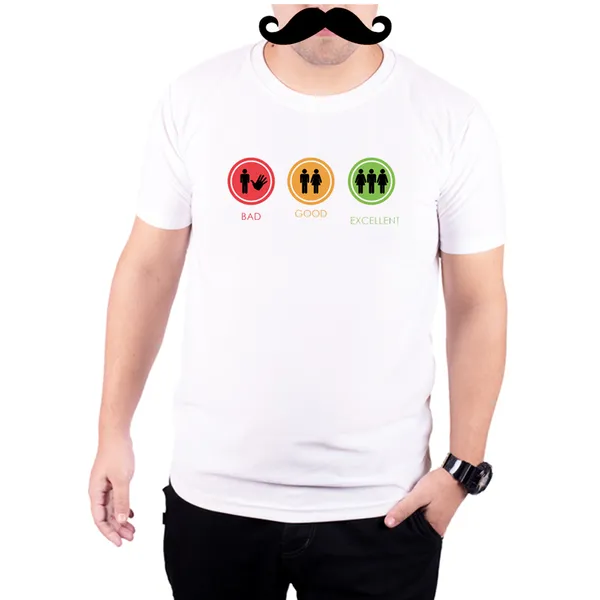 White_Bad_Good_Excellent__Quick-Dri_T-Shirt_For_Men