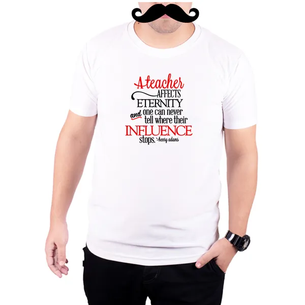 White_A_Teacher_And_Influence_By_Henry_Adams_160_GSM_Quick-Dri_T-Shirt_For_Men