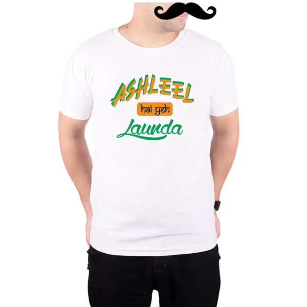 White_Ashleel_Hai_Yeh_Launda__Quick-Dri_T-Shirt_For_Men
