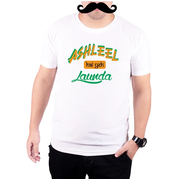 White_Ashleel_Hai_Yeh_Launda__Quick-Dri_T-Shirt_For_Men