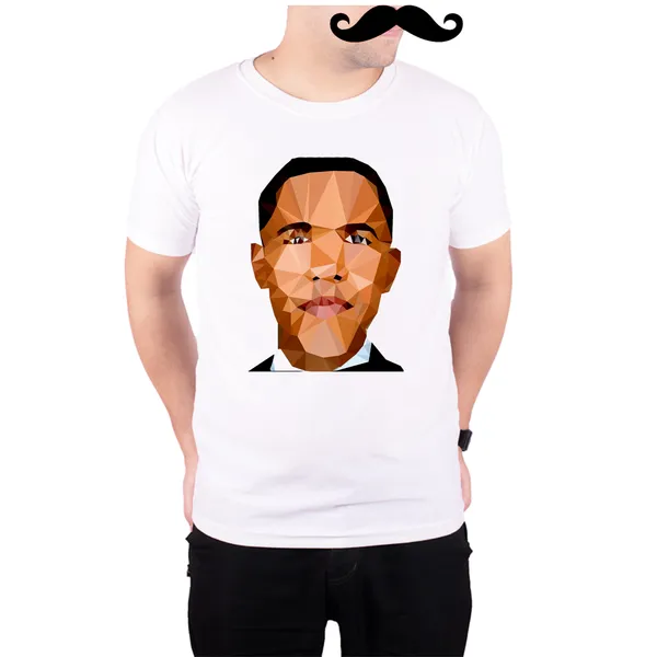 White_Barack_Obama_Geometric_Art__Quick-Dri_T-Shirt_For_Men