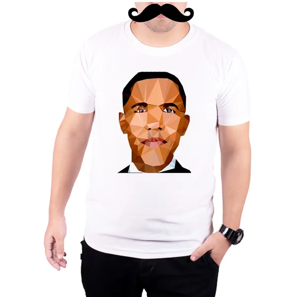 White_Barack_Obama_Geometric_Art__Quick-Dri_T-Shirt_For_Men