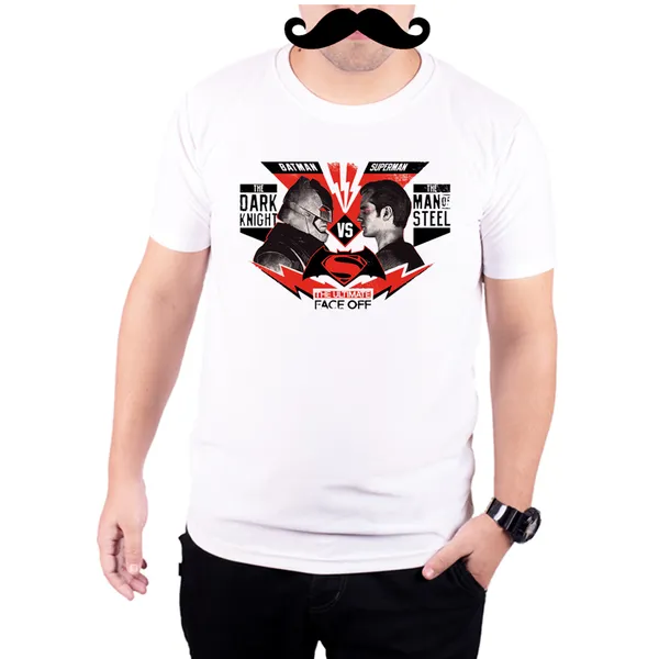 White_Batman_Vs_Superman_Ultimate_Face_Off__Quick-Dri_T-Shirt_For_Men