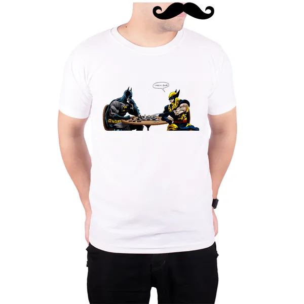 White_Batman_Vs_Wolverine_In_Chess__Quick-Dri_T-Shirt_For_Men