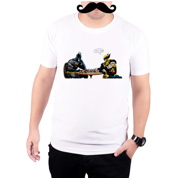 White_Batman_Vs_Wolverine_In_Chess__Quick-Dri_T-Shirt_For_Men