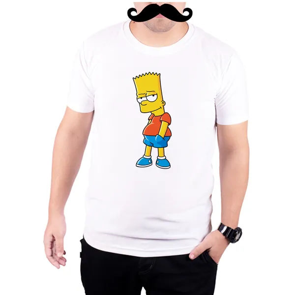White_Bart_Simpson_Sly__Quick-Dri_T-Shirt_For_Men