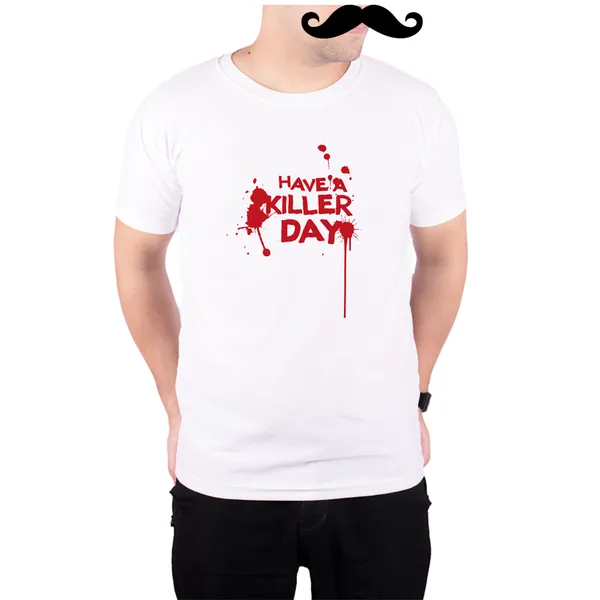 White_Dexter_Have_A_Killer_Day_Blood_Splash__Quick-Dri_T-Shirt_For_Men