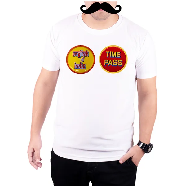 White_English_Of_Indiia_Time_Pass__Quick-Dri_T-Shirt_For_Men