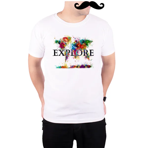 White_Explore_The_World__Quick-Dri_T-Shirt_For_Men