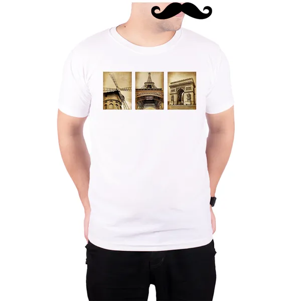 White_Famous_Paris__Quick-Dri_T-Shirt_For_Men