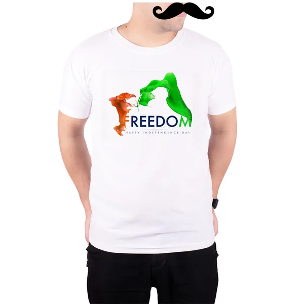 White_Freedom_Happy_Independence_Day__Quick-Dri_T-Shirt_For_Men
