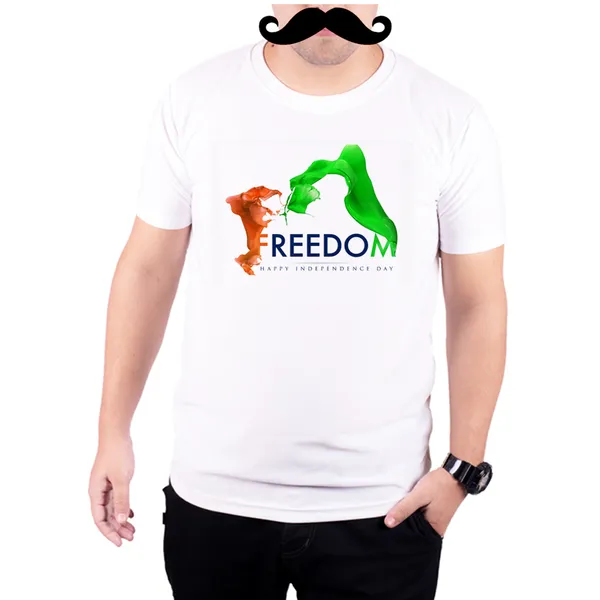 White_Freedom_Happy_Independence_Day__Quick-Dri_T-Shirt_For_Men