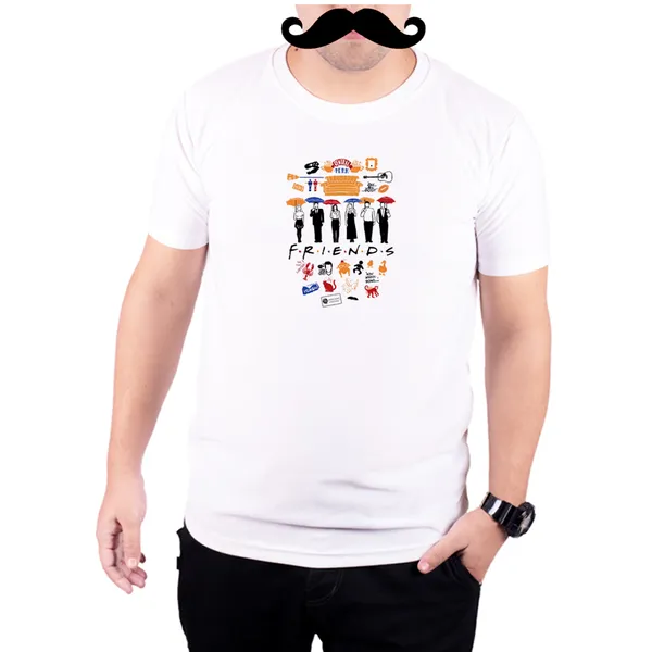 White_Friends_Colarge__Quick-Dri_T-Shirt_For_Men