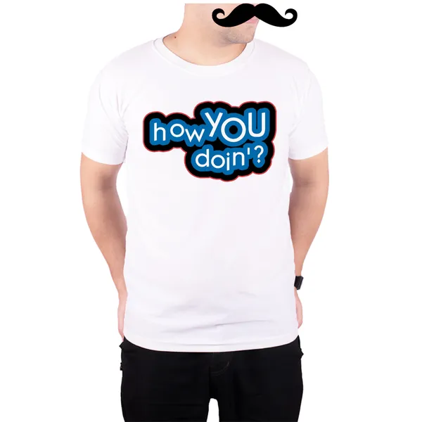 White_Friends_Joey_How_You_Doin_Blue_And_Typo__Quick-Dri_T-Shirt_For_Men