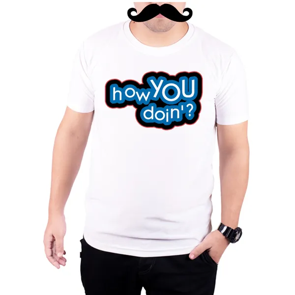 White_Friends_Joey_How_You_Doin_Blue_And_Typo__Quick-Dri_T-Shirt_For_Men
