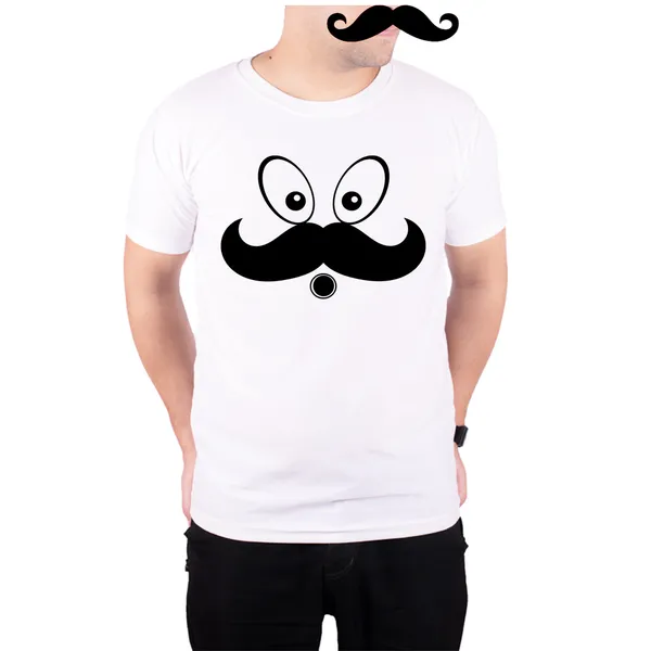 White_Funny_Mooch_Cartoon_160_GSM_Quick-Dri_T-Shirt_For_Men