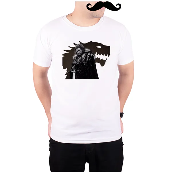 White_Game_Of_Thrnes_Eddard_Stark_Wolf_Art__Quick-Dri_T-Shirt_For_Men