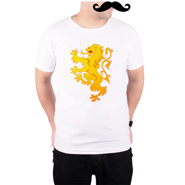 White_Game_Of_Thrones_Lannister_Lion_Red_160_GSM_Quick-Dri_T-Shirt_For_Men