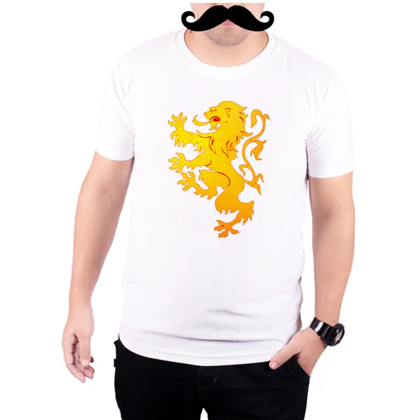 White_Game_Of_Thrones_Lannister_Lion_Red_160_GSM_Quick-Dri_T-Shirt_For_Men