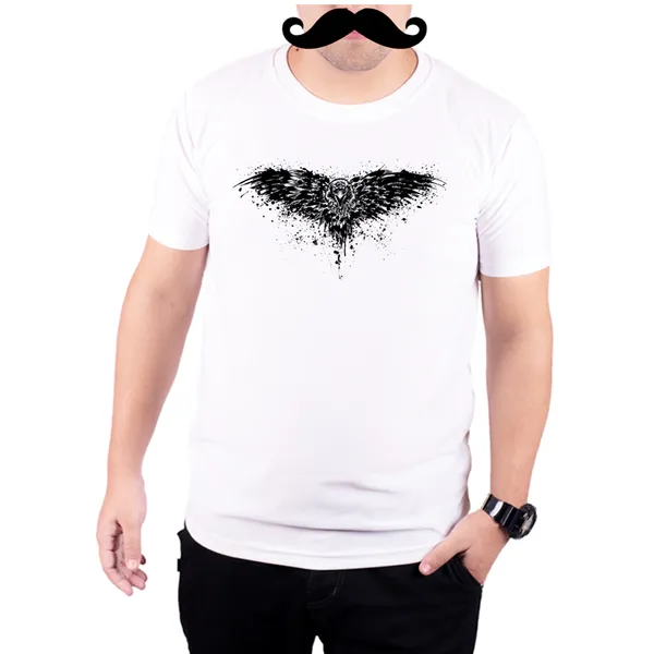 White_Game_Of_Thrones_Three_Eyed_Crow_Art_160_GSM_Quick-Dri_T-Shirt_For_Men