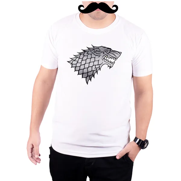 White_Game_Of_Thrones_Wolf_Stark_Segial_Flag_Upside_Down_160_GSM_Quick-Dri_T-Shirt_For_Men