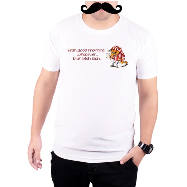 White_Good_Morning_Garfield__Quick-Dri_T-Shirt_For_Men