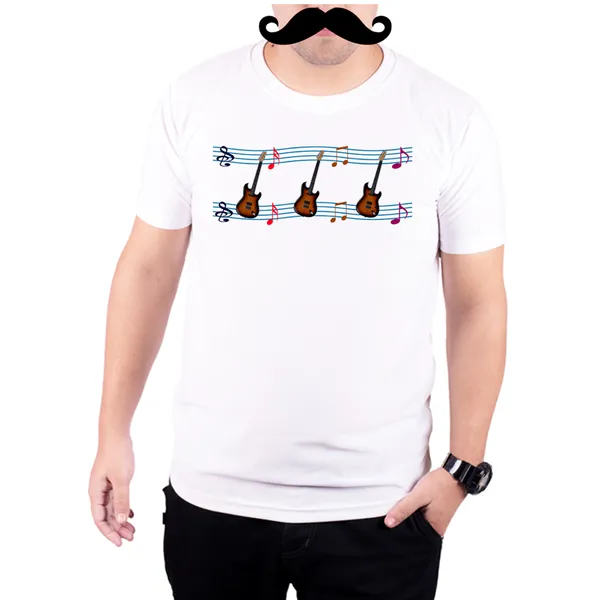 White_Guitar_Notes_Pattern__Quick-Dri_T-Shirt_For_Men