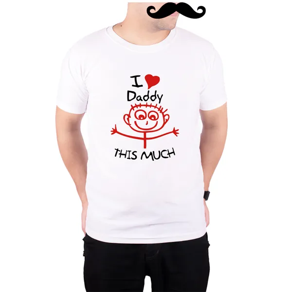 White_I_Love_Daddy_This_Much_160_GSM_Quick-Dri_T-Shirt_For_Men
