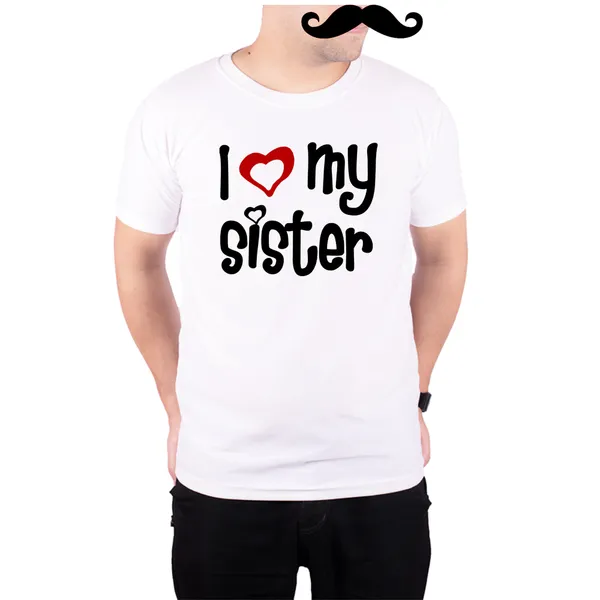 White_I_Love_My_Sister_160_GSM_Quick-Dri_T-Shirt_For_Men