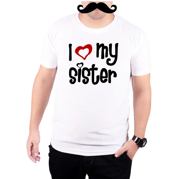 White_I_Love_My_Sister_160_GSM_Quick-Dri_T-Shirt_For_Men