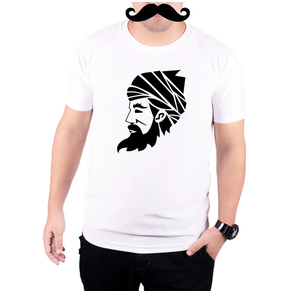 White_Indian_Nawab_Turban_And_Beard__Quick-Dri_T-Shirt_For_Men