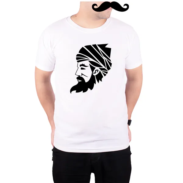 White_Indian_Nawab_Turban_And_Beard__Quick-Dri_T-Shirt_For_Men