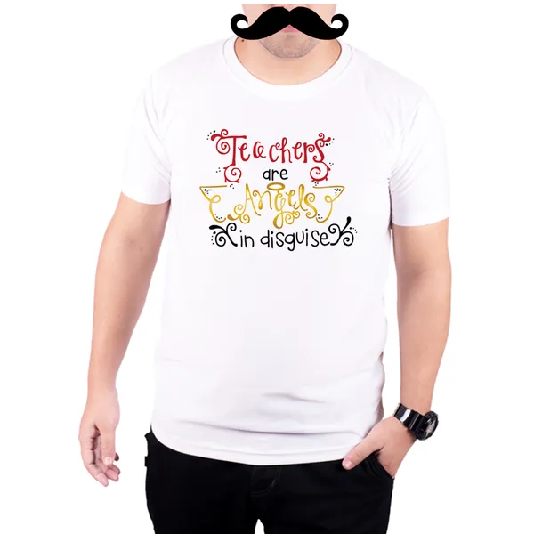 White_Teachers_Are_Angels_In_Disguise_160_GSM_Quick-Dri_T-Shirt_For_Men