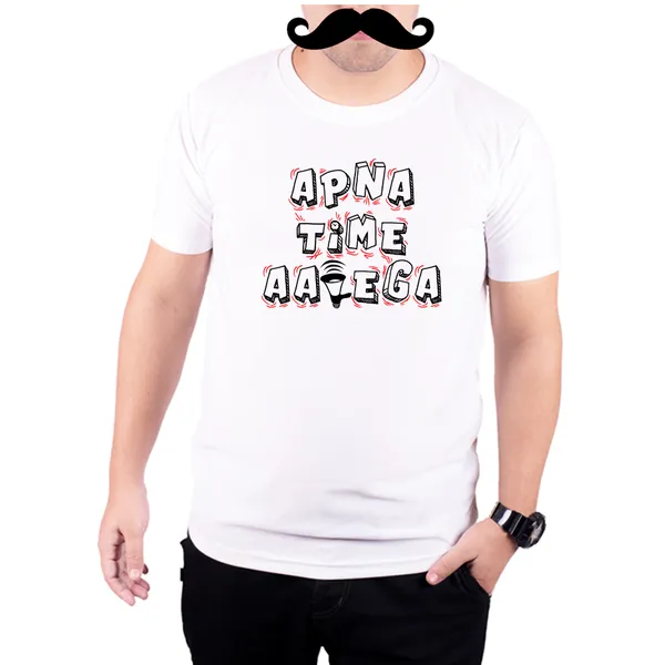 White_Apna_Time_Aayega_Quick-Dri_T-Shirt_For_Men