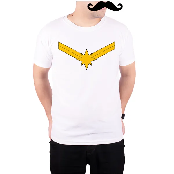 White_Captain_Marvel_Logo_Quick-Dri_T-Shirt_For_Men