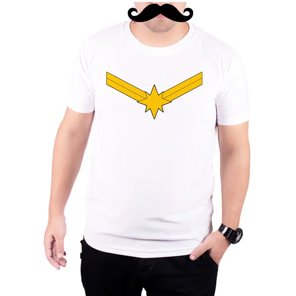 White_Captain_Marvel_Logo_Quick-Dri_T-Shirt_For_Men