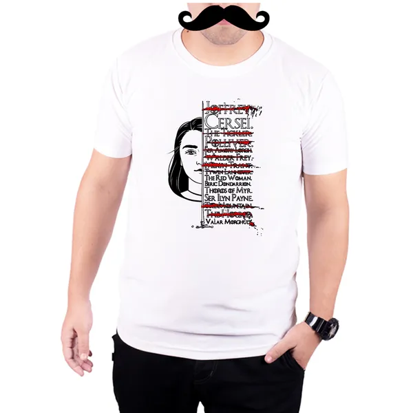 White_Game_Of_Thrones_Arya_Stark_List_160_GSM_Quick-Dri_T-Shirt_For_Men