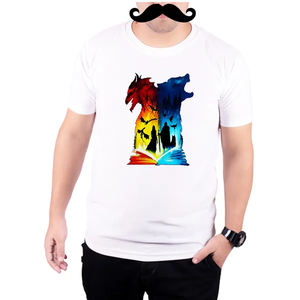 White_Game_Of_Thrones_Fire_And_Ice_Book_Art_Quick-Dri_T-Shirt_For_Men