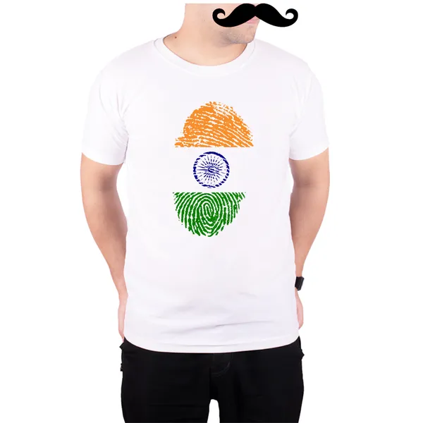 White_Indian_Fingerprint_Quick-Dri_T-Shirt_For_Men